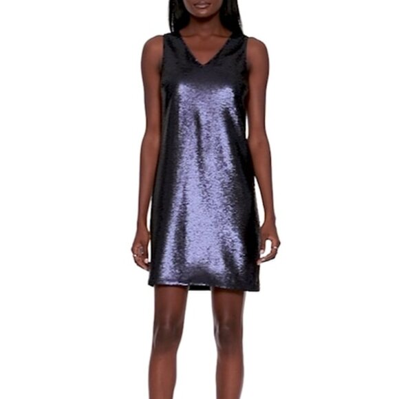 Banana Republic Dresses & Skirts - Banana Republic Sequin V-Neck Shift Dress in Navy Size 4